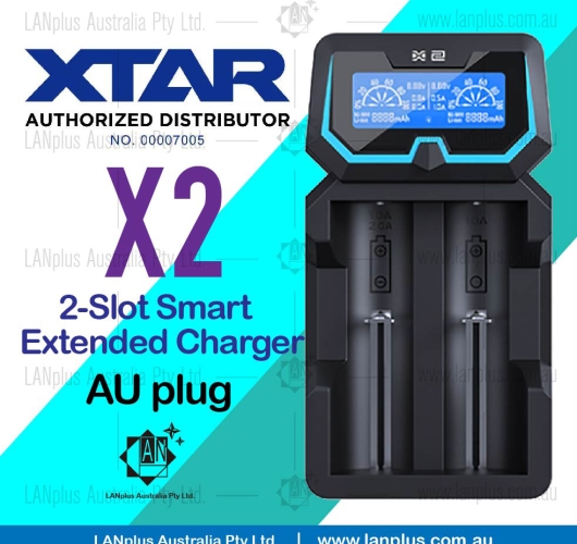 XTAR X2 Smart 2-Slot Extended Charger for 21700 18650 Dual Input AU Plug > D2 VC2 New i2