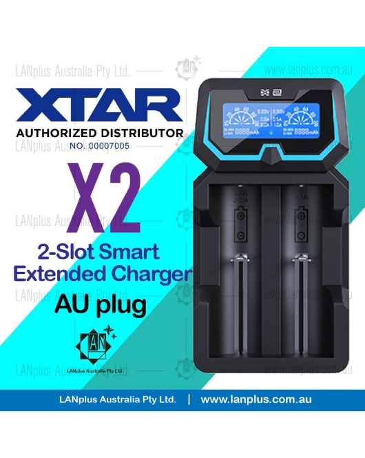 XTAR X2 Smart 2-Slot Extended Charger for 21700 18650 Dual Input AU Plug > D2 VC2 New i2