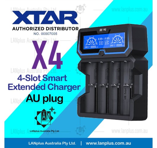 XTAR X4 Smart 4-Slot Extended Charger for 21700 18650 Dual Input AU Plug > D4 New i4 VC4