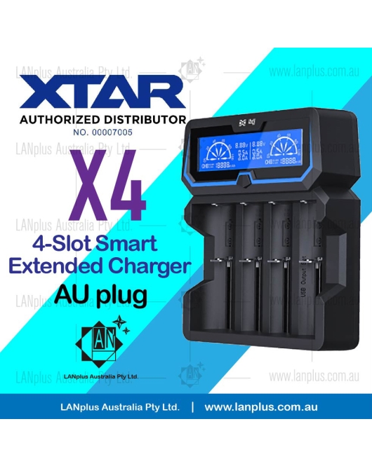 XTAR X4 Smart 4-Slot Extended Charger for 21700 18650 Dual Input AU Plug > D4 New i4 VC4