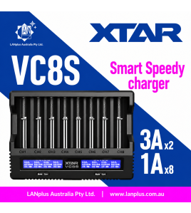 XTAR VC8S 8-Bay Li-ion &amp; NiMH Battery Charger – Capacity Test, USB-C QC/PD Input