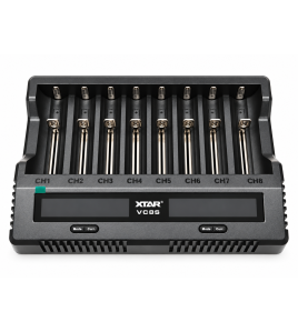 XTAR VC8S 8-Bay Li-ion &amp; NiMH Battery Charger – Capacity Test, USB-C QC/PD Input